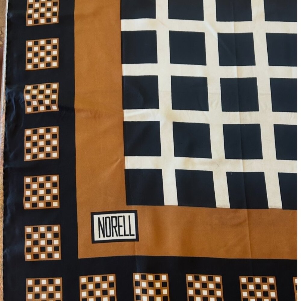 Vintage Norell Silk Scarf 33" x 34" Hand Rolled Edges - Picture 7 of 16